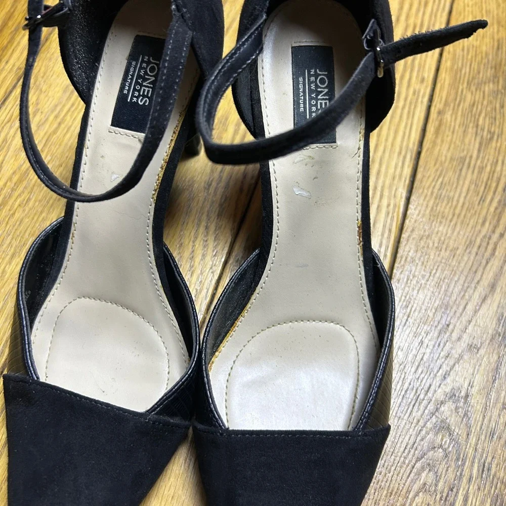 Jones New York Signature Daena Black Pointed Toe Ankle Strap‎ Pumps Heels 8.5M